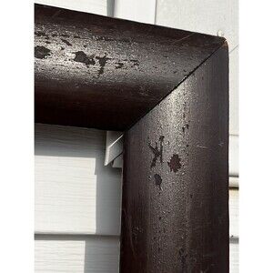 Large Antique Primitive Dark Brown Wood Picture Frame Folk Art Rustic 21 x 26